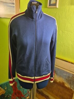 Main Event TripleKnitAcrylic Full Zip MockTurtleneck Jacket.(#2027D). 70sVintage